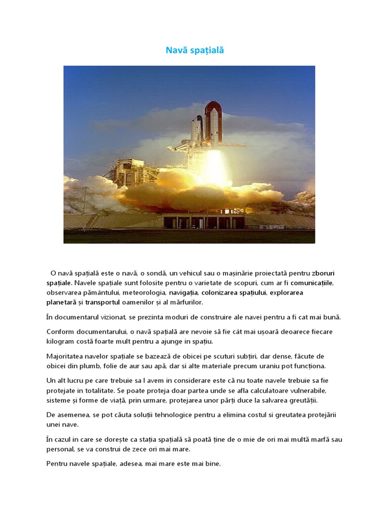 Proiect Nava Spatiala | PDF