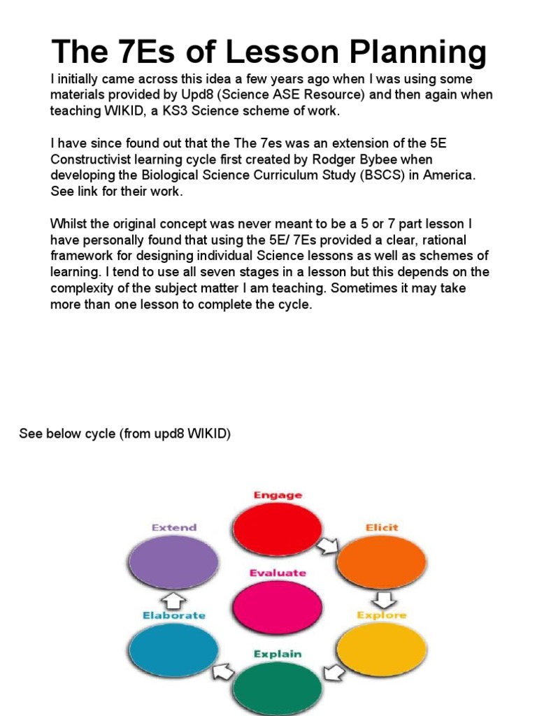 7e's Lesson Plan | PDF | Learning | Science