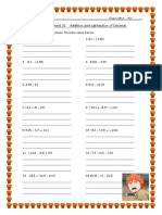 Worksheet 31-48add. and Subt - of Decimal