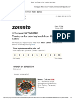 Gmail - Your Zomato Pro Plus Order From Metro Cakes