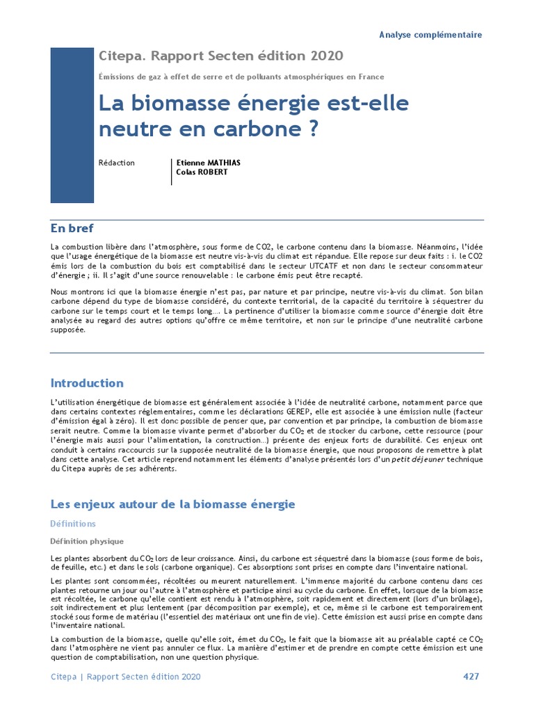 Biomasse : Mythe de la neutralité carbone | PDF | Sciences et ...