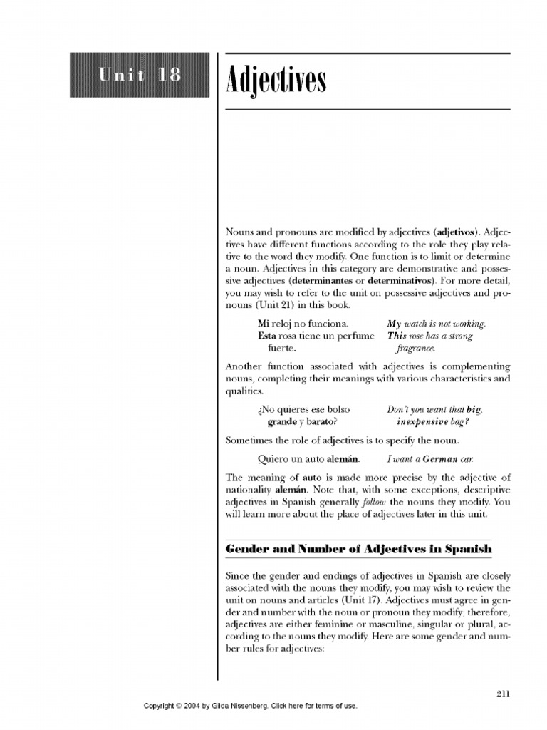 Adjetivos en Español-Inglés | PDF