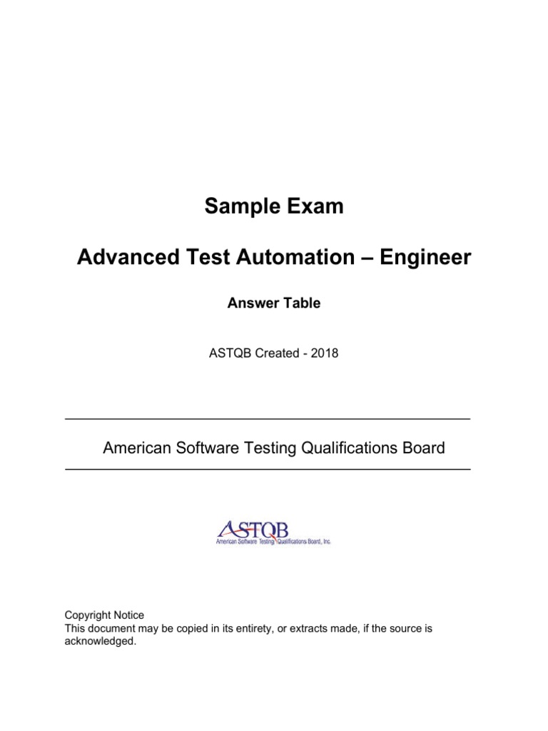 ATAE Sample Exam 2018 Answers | PDF
