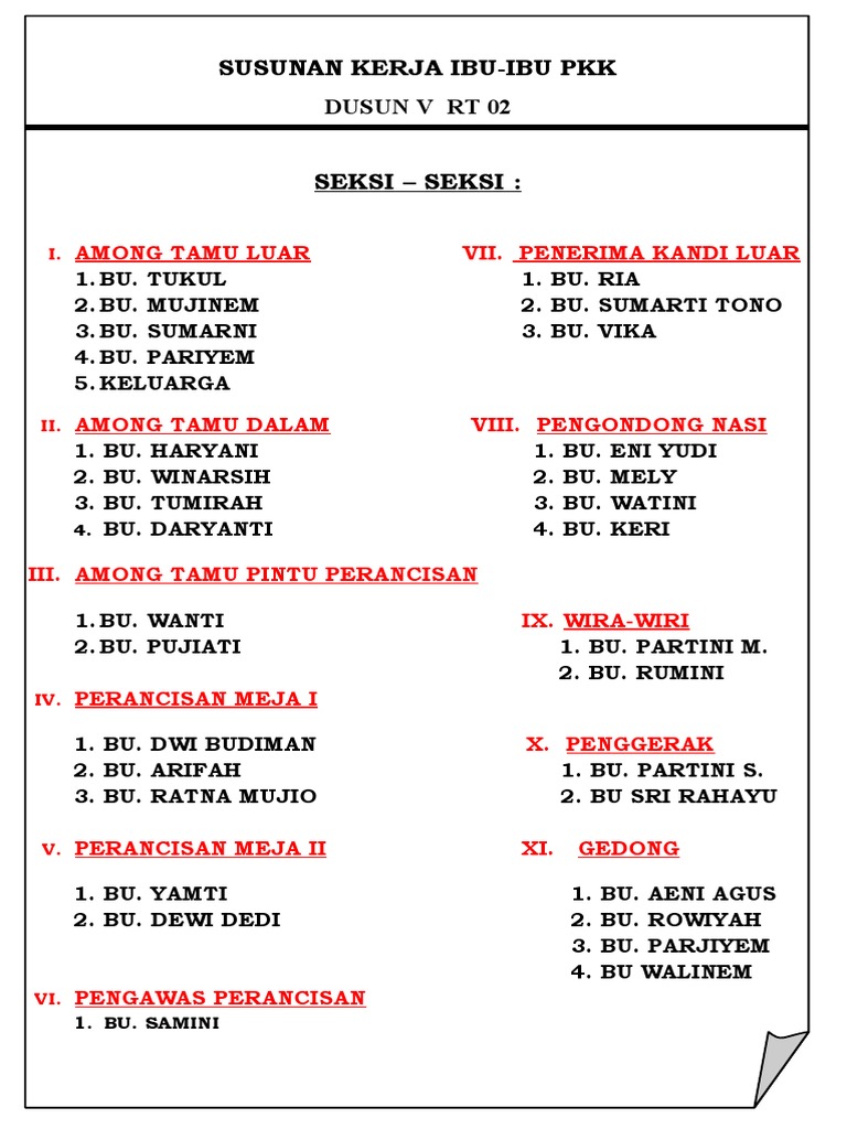 Susunan Panitia Acara Pernikahan | PDF