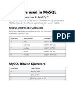 Operators in MySQL