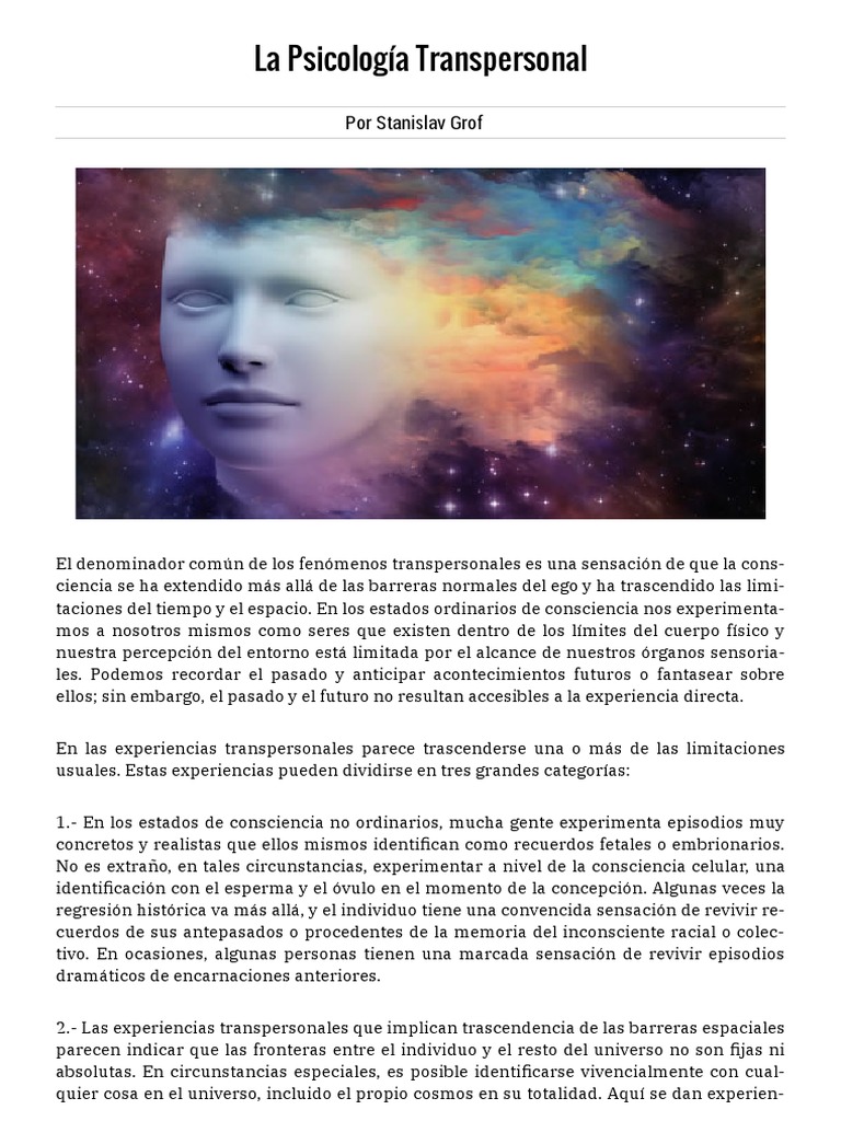 Stanislav Grof La Psicologia Transpersonal | PDF | Universo | Sicología