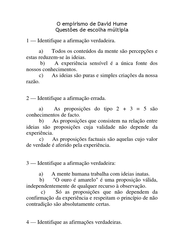 O Empirismo de David Hume | PDF | David Hume | Empiricismo