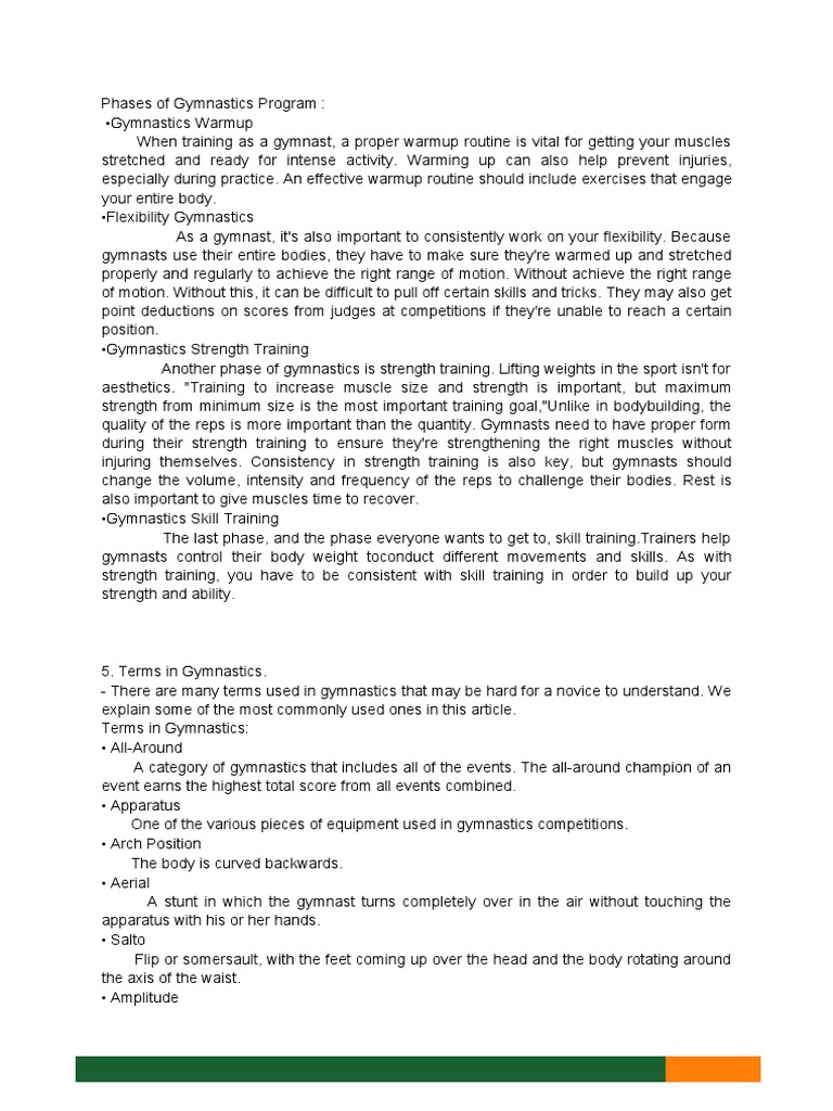 Phases of Gymnastics Program PDF
