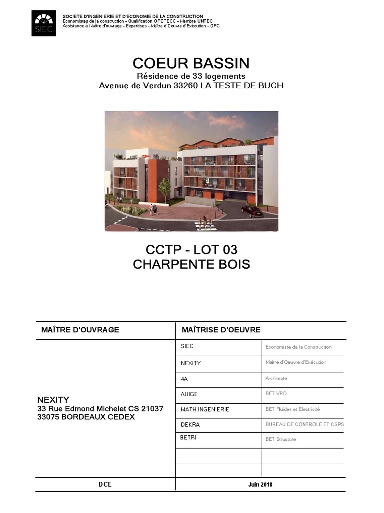 CCTP Charpente Bois - Coeur Bassin | PDF | Bois (matériau de ...