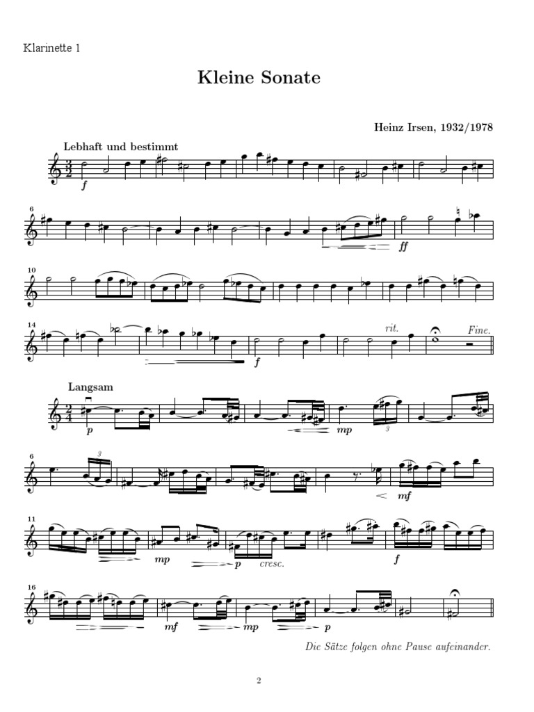 Institute) Irsen, Heinz Kleine Sonata, Op. 53 (3 CL) PDF