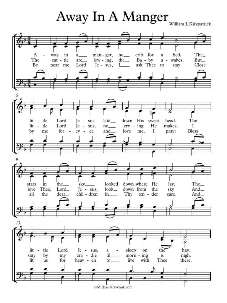 Away in A Manger Cradle Song F Major PDF