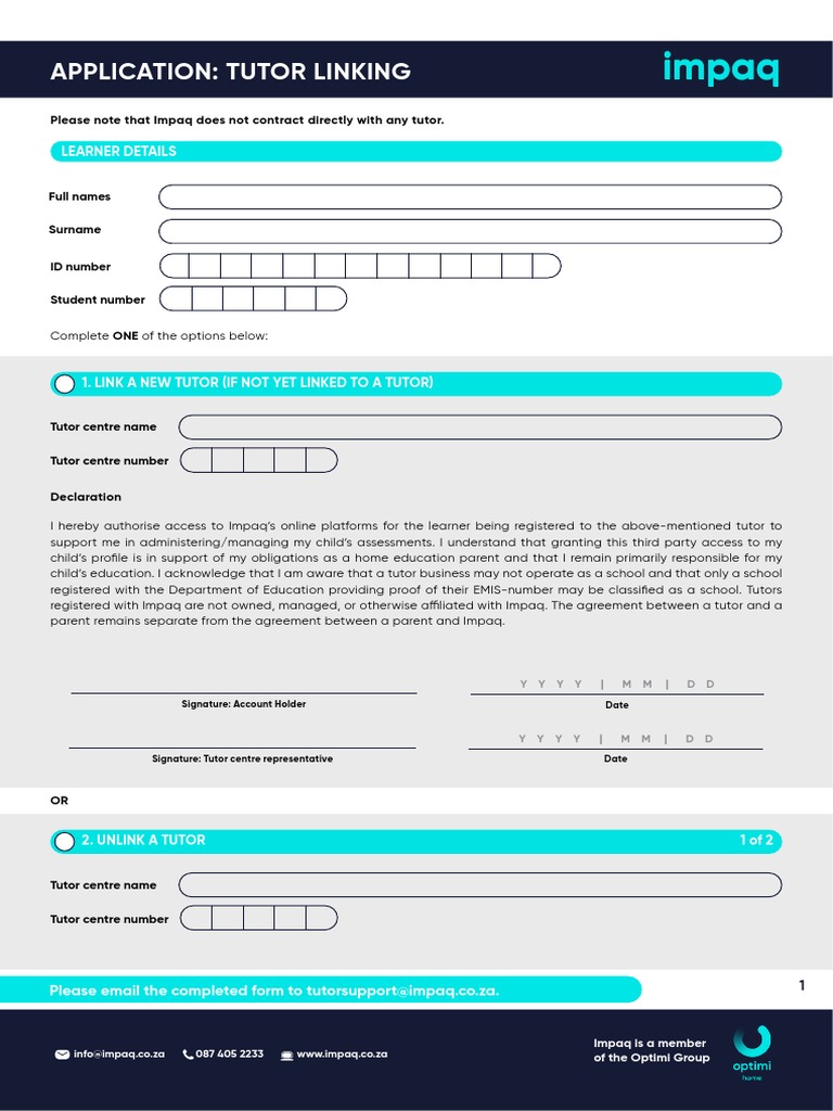 Tutor Linking Form 2023 PDF