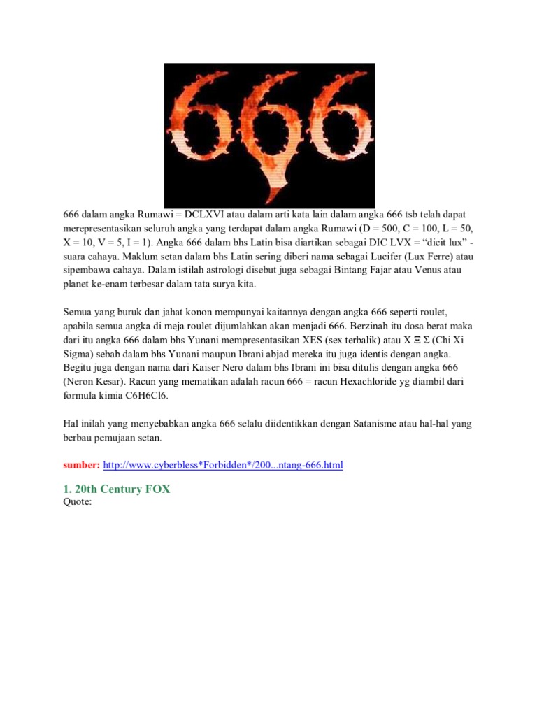 666 Dalam Angka Rumawi | PDF