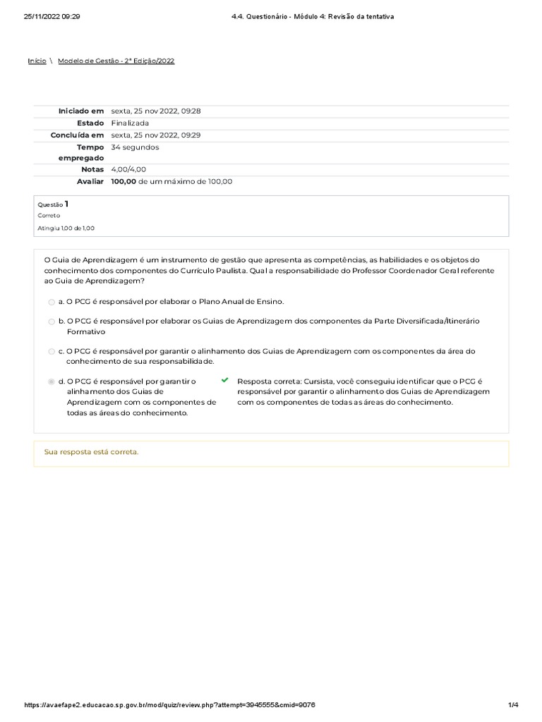 Revisão do Questionário Módulo 4 | PDF | Aprendizado