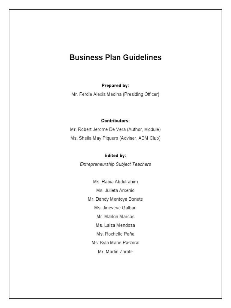 Business Plan Format | PDF