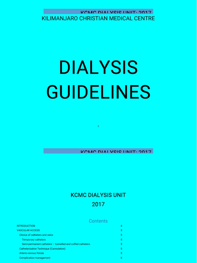 Dialysis Guidelines KCMC PDF