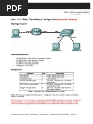 E1 Lab 11 5 1 Solution Cisco Certifications Router Computing