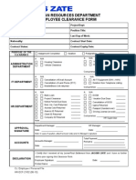 Human Resources Department Employee Clearance Form