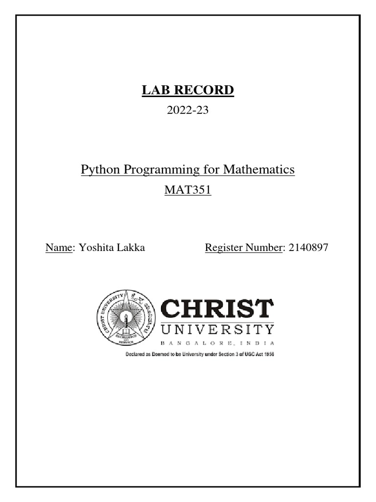 LAB RECORD PYTHON - Merged | PDF