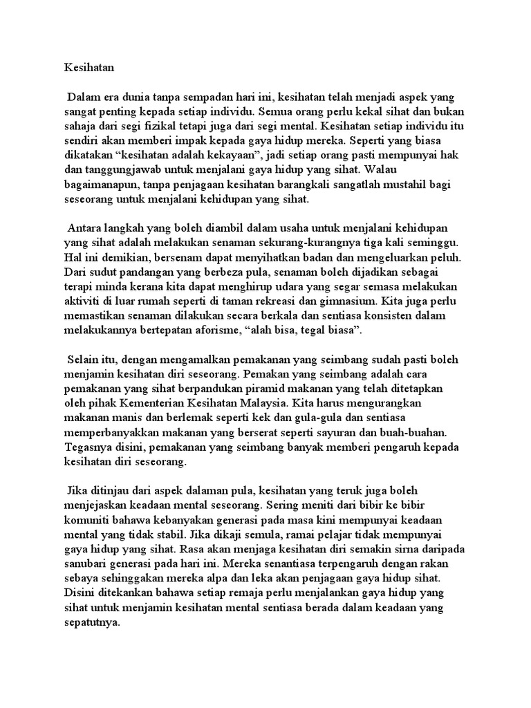 Karangan Kesihatan | PDF