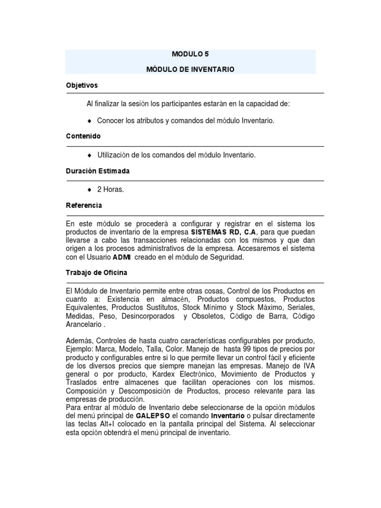 Modulo 5 Inventario | PDF | Inventario | Archivo de computadora