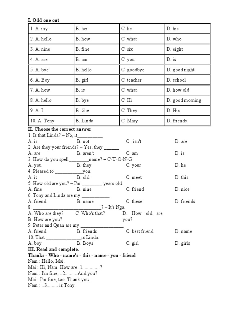 I odd one out pdf