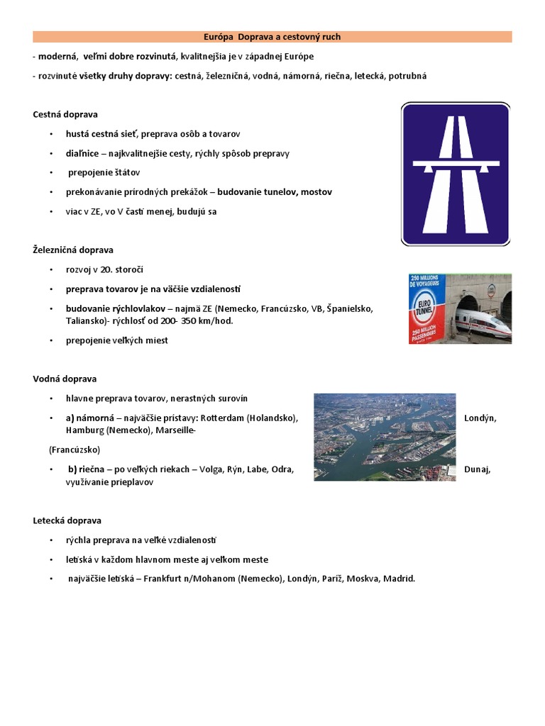 Eur pa doprava a cestovn ruch poznamky pdf
