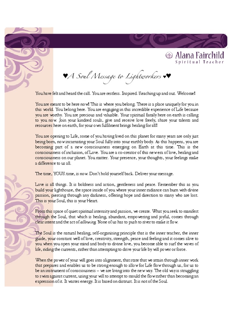 Inspirational Message For Lightworkers | PDF