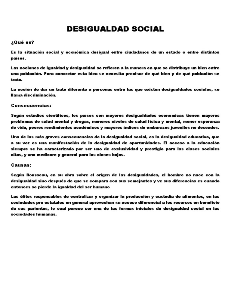 Características y causas de la desigualdad social | PDF | Ciencias ...