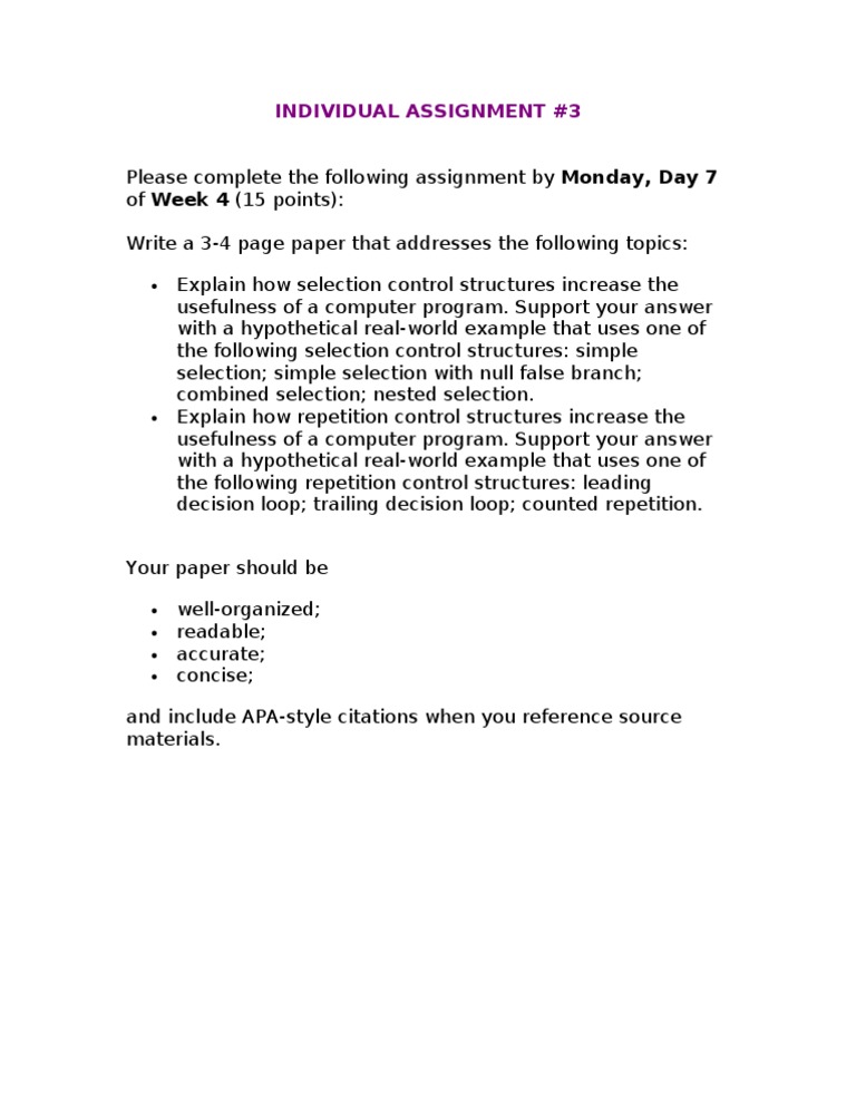 Individual Assignment#3 | PDF | Control Flow | Computer Programming