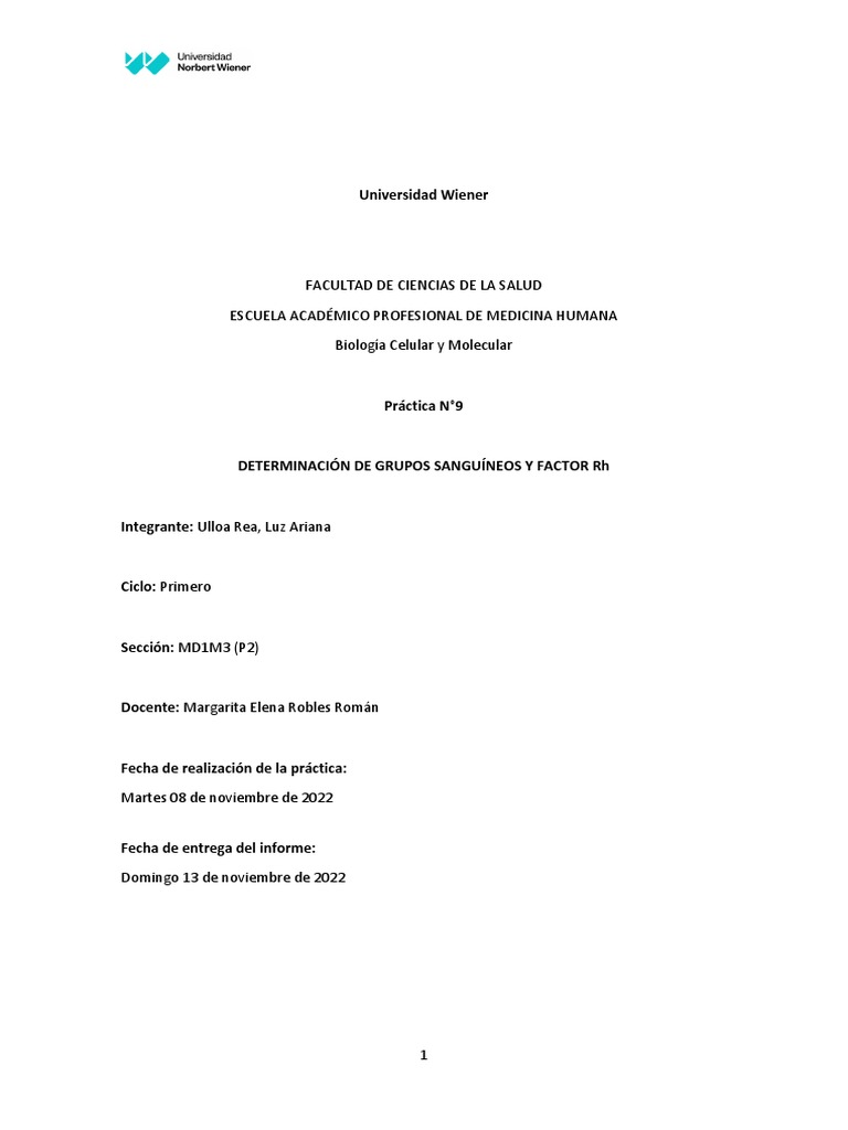 Determinaci n de grupos sangu neos y factor rh pdf tipo de sangre