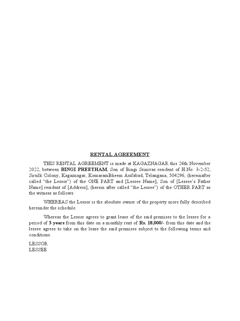 Rental Agreement | PDF