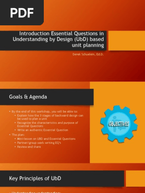 Understanding by Design (UbD) Essential Questions - Derek Schuelein