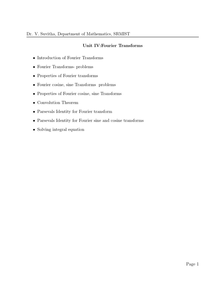 Unit IV-18MAB201T | PDF | Convolution | Fourier Transform
