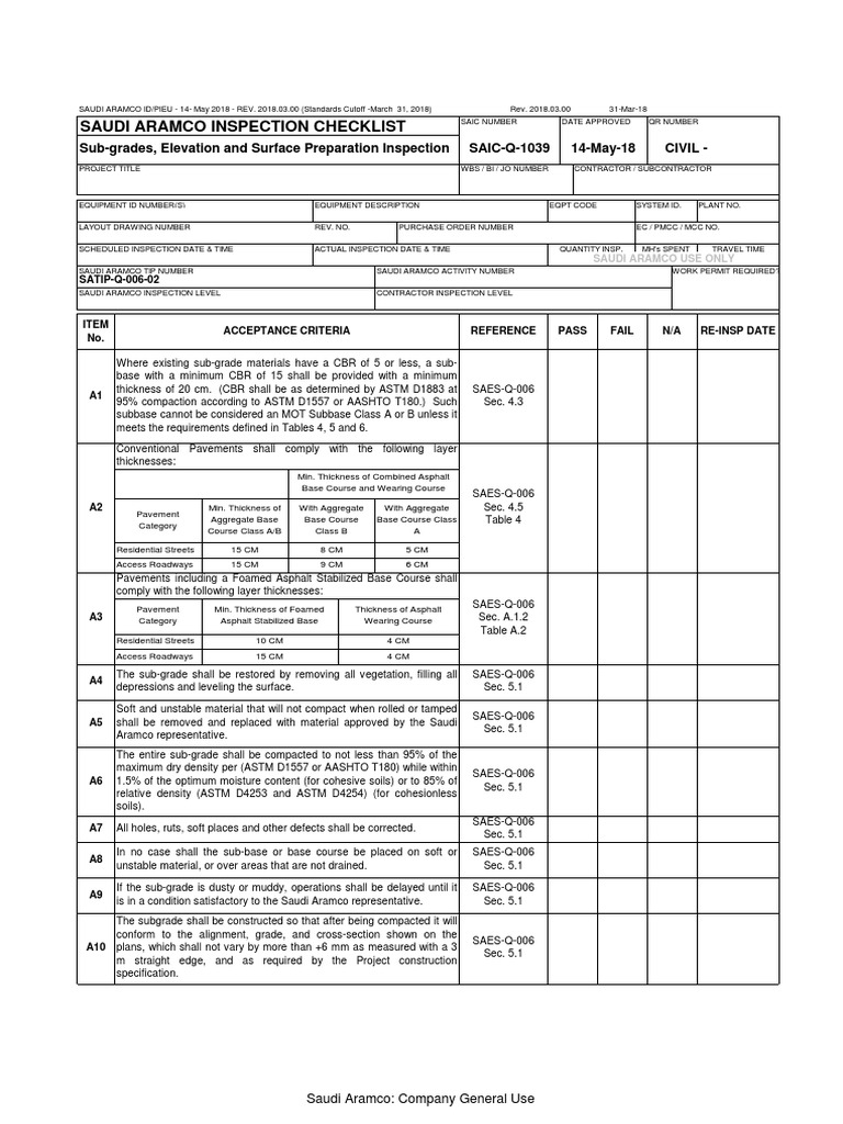 Sub-grade Inspection Guidelines | PDF | Technology & Engineering