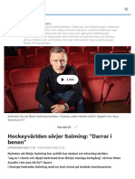 Hockeyvärlden Sörjer Salming: "Darrar I Benen" - SVT Sport