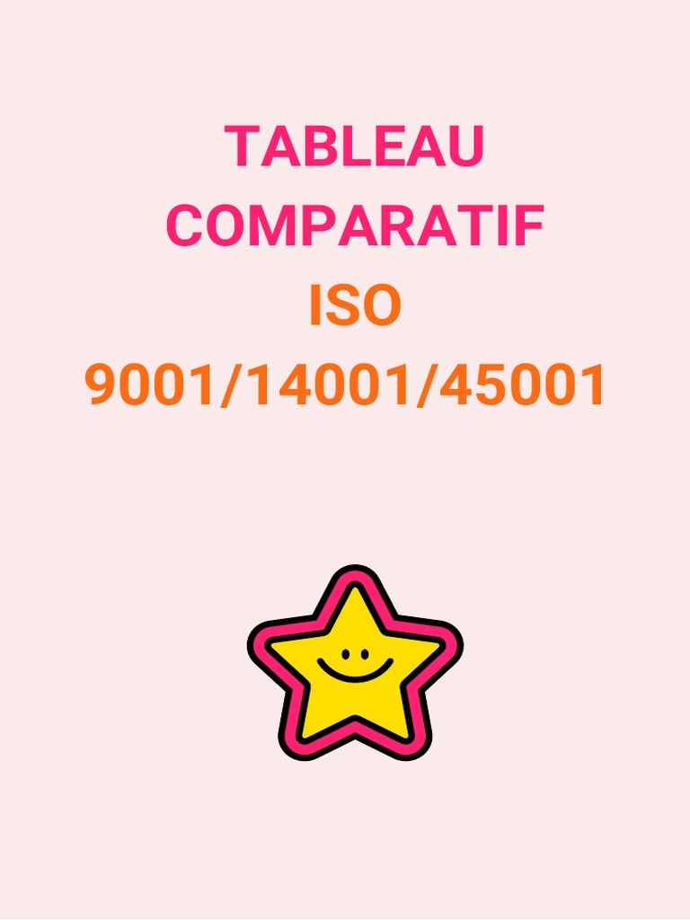 Tableau COMPARATIF ISO 9001 - 14001 - 45001 | PDF