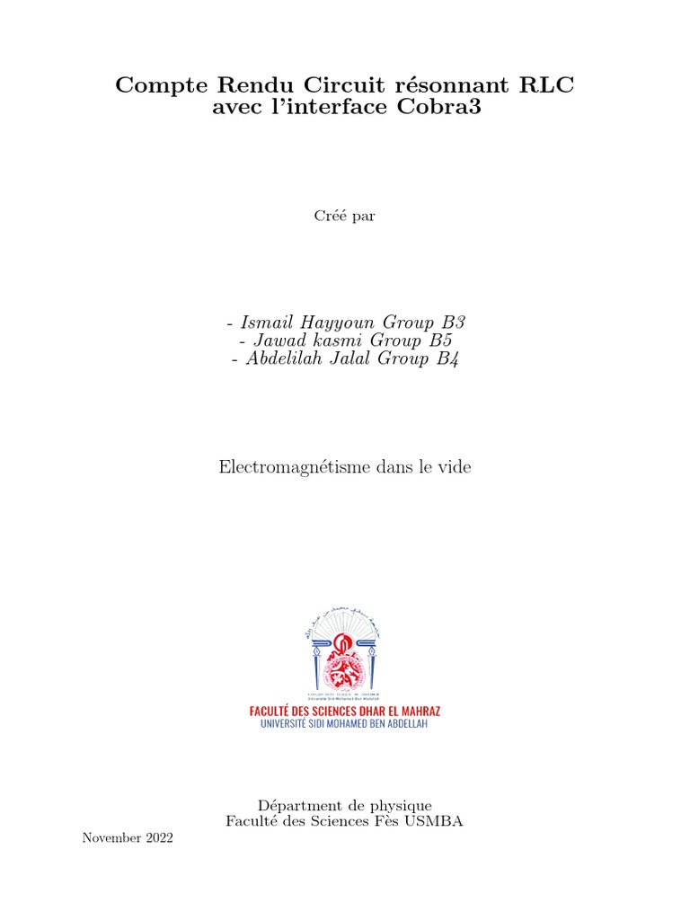 Compte Rendu Circuit RLC et Résonance | PDF | Ingénierie informatique ...