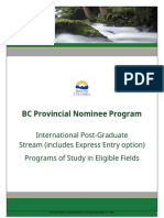 BC PNP IPG Eligible Programs of Study