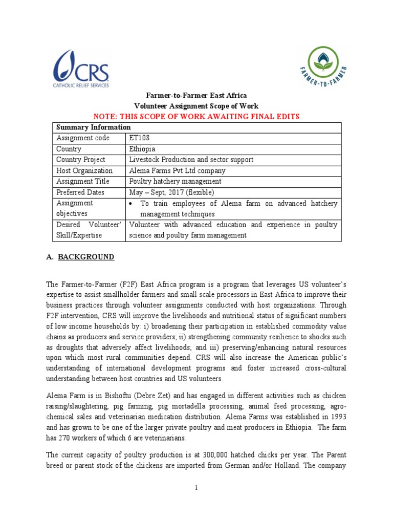 ET108 Poultry Hatchery Management For Alema Farms PVT LTD Company PDF