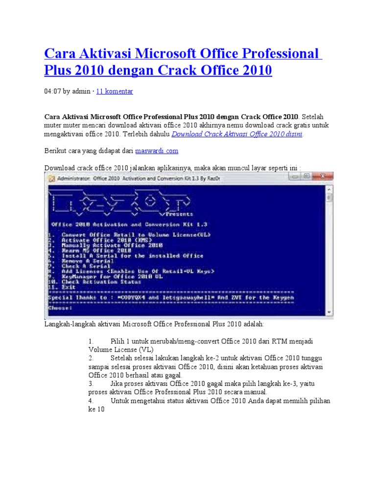 Cara Aktivasi Microsoft Office Professional Plus 2010 ...