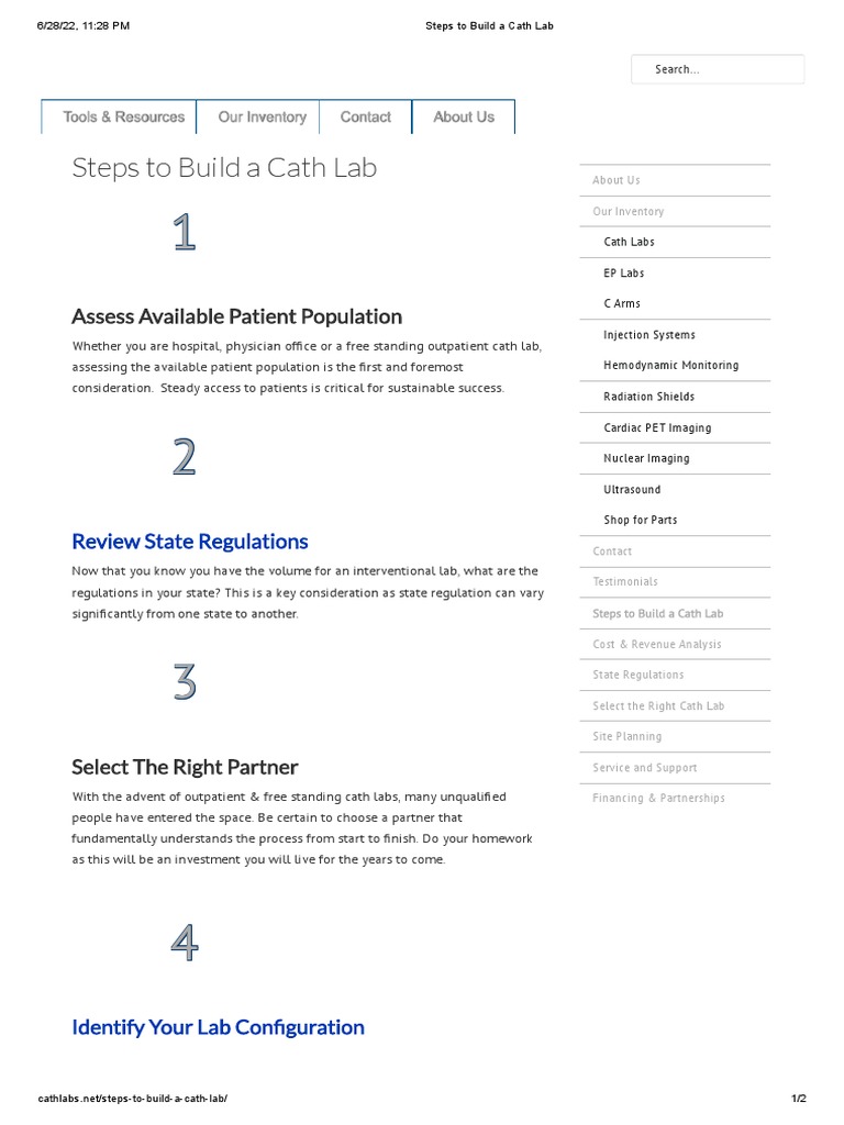 Steps To Build A Cath Lab | PDF | Technology & Engineering