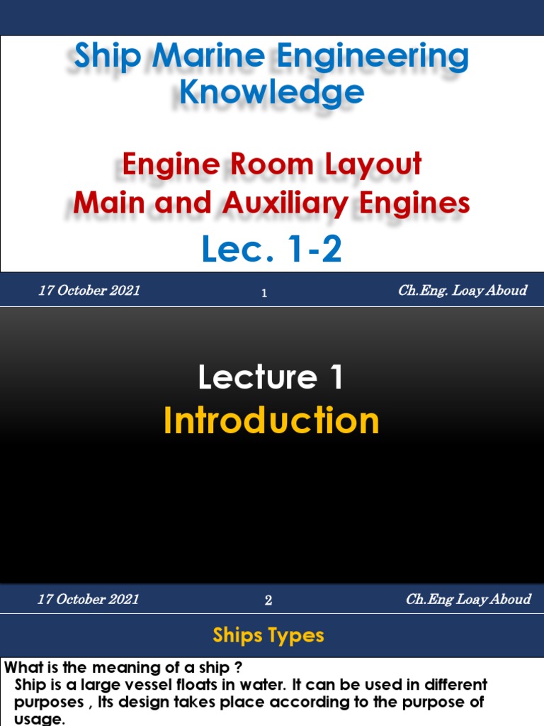 Introduction & Engine Room Layout PDF Manufactured Goods