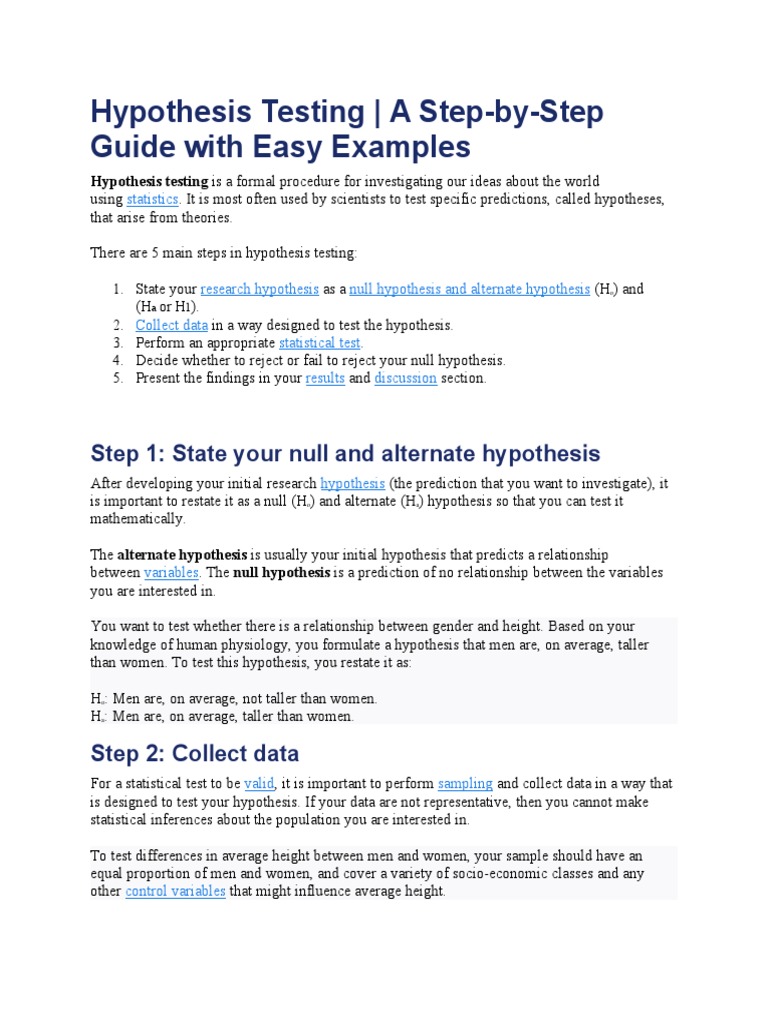 Steps in Hypothesis Testing Explained | PDF