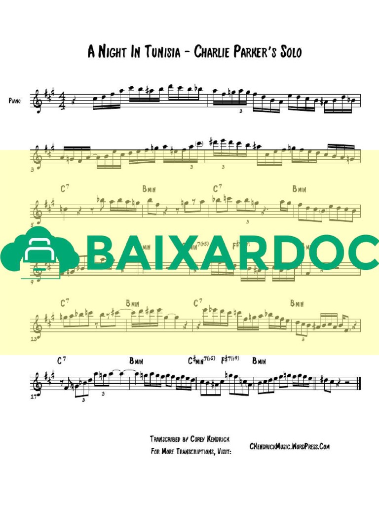 A Night in Tunisia Charlie Parker Transcription Eb PDF
