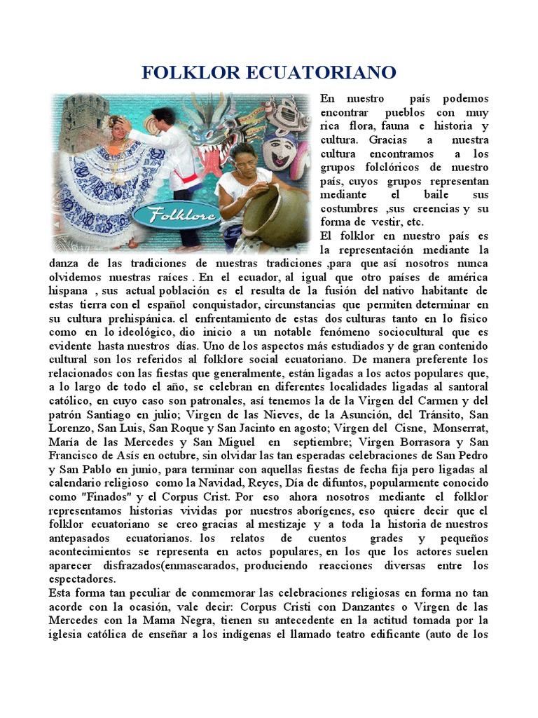 Folklor Ecuatoriano | PDF | Folklore | Ecuador