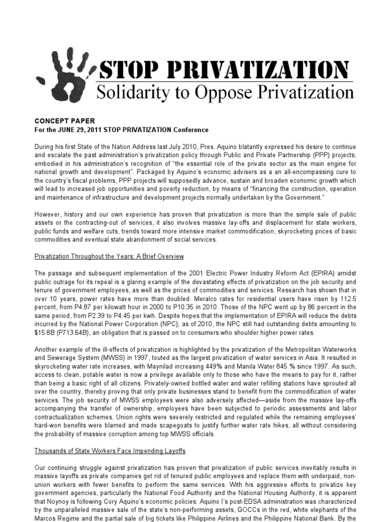 Stop Privatization Conference Paper | PDF