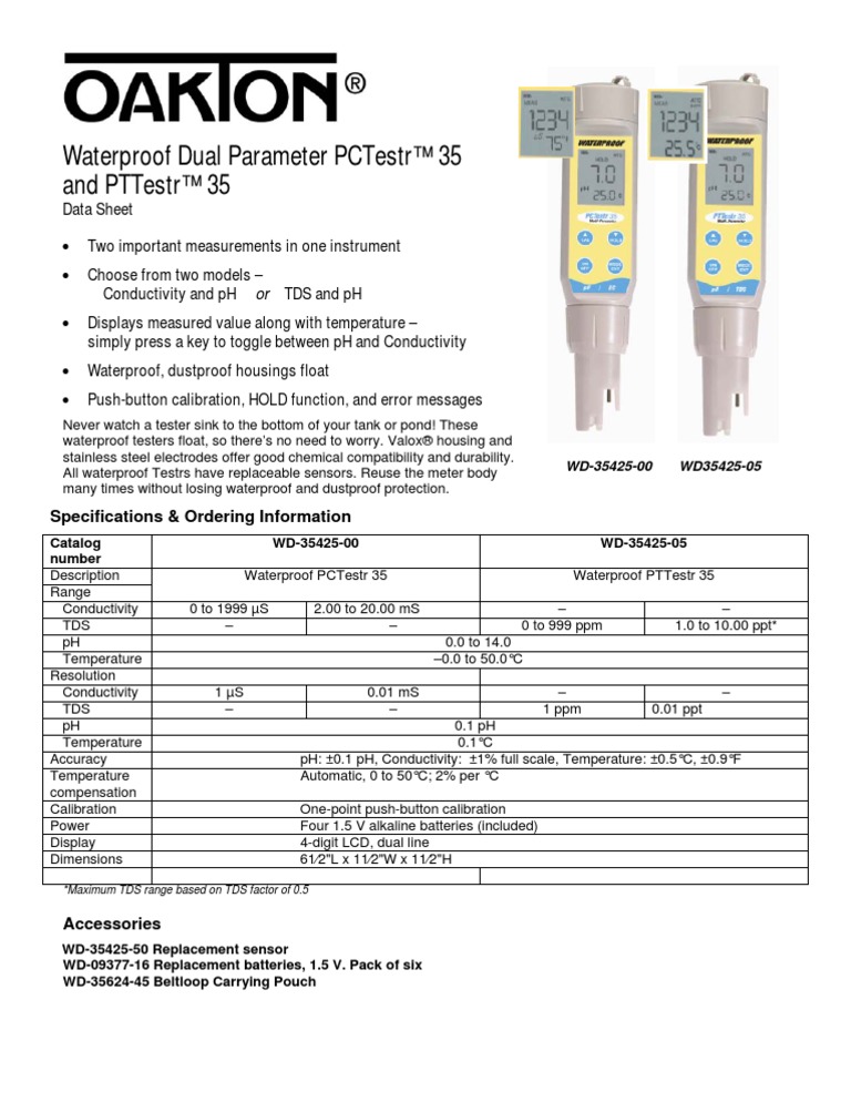 Waterproof Dual Parameter Testers | PDF