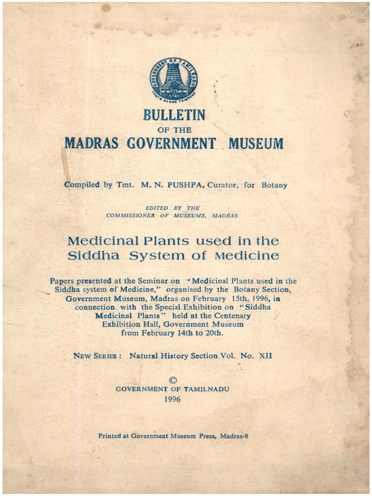 Medicinal Plants Used in The Siddha System of Medicine PDF Botany