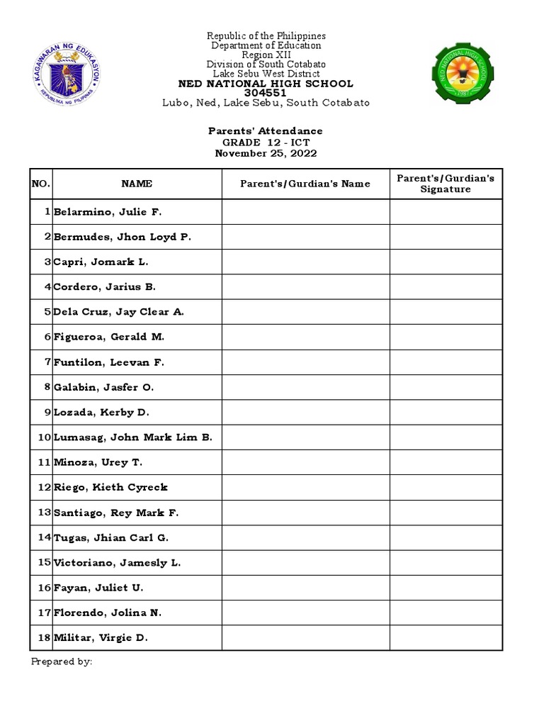 Parents Attendance PDF